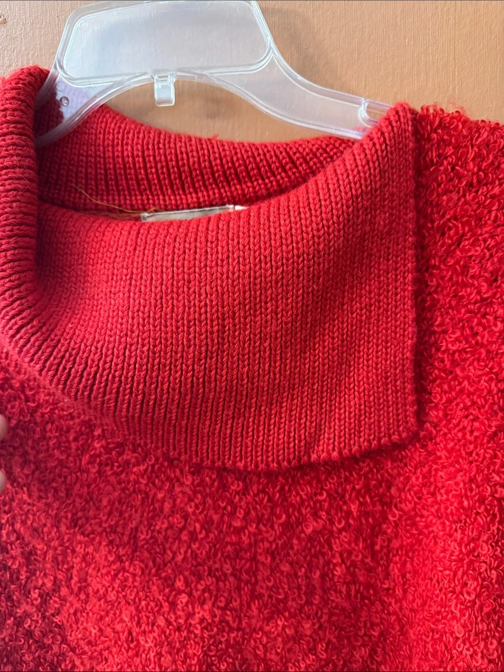 VTG L'Eau Vive Red Mohair Wool Blend Cowl Neck Sweater Small 80s 90s